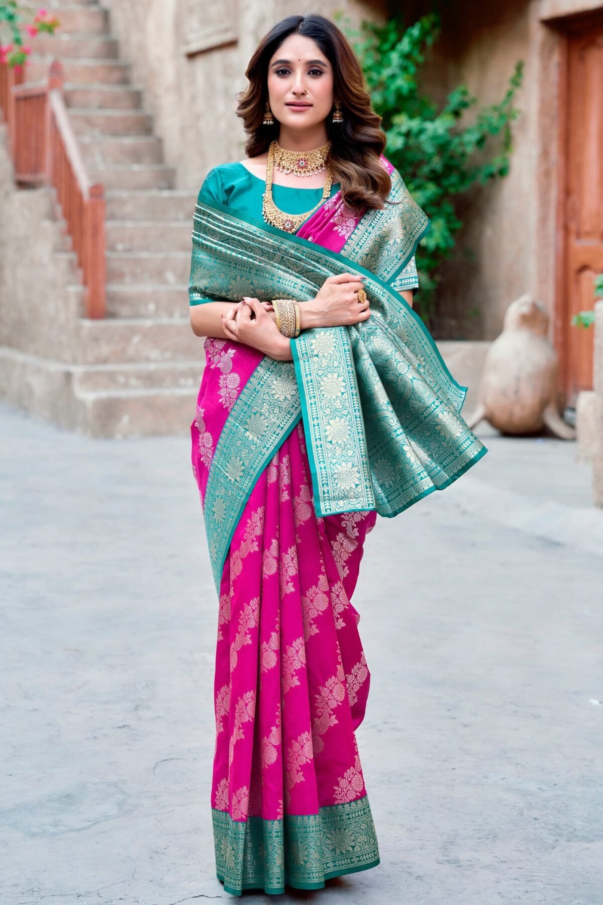 Fandango Violet Premium Banarasi Silk Wedding Saree