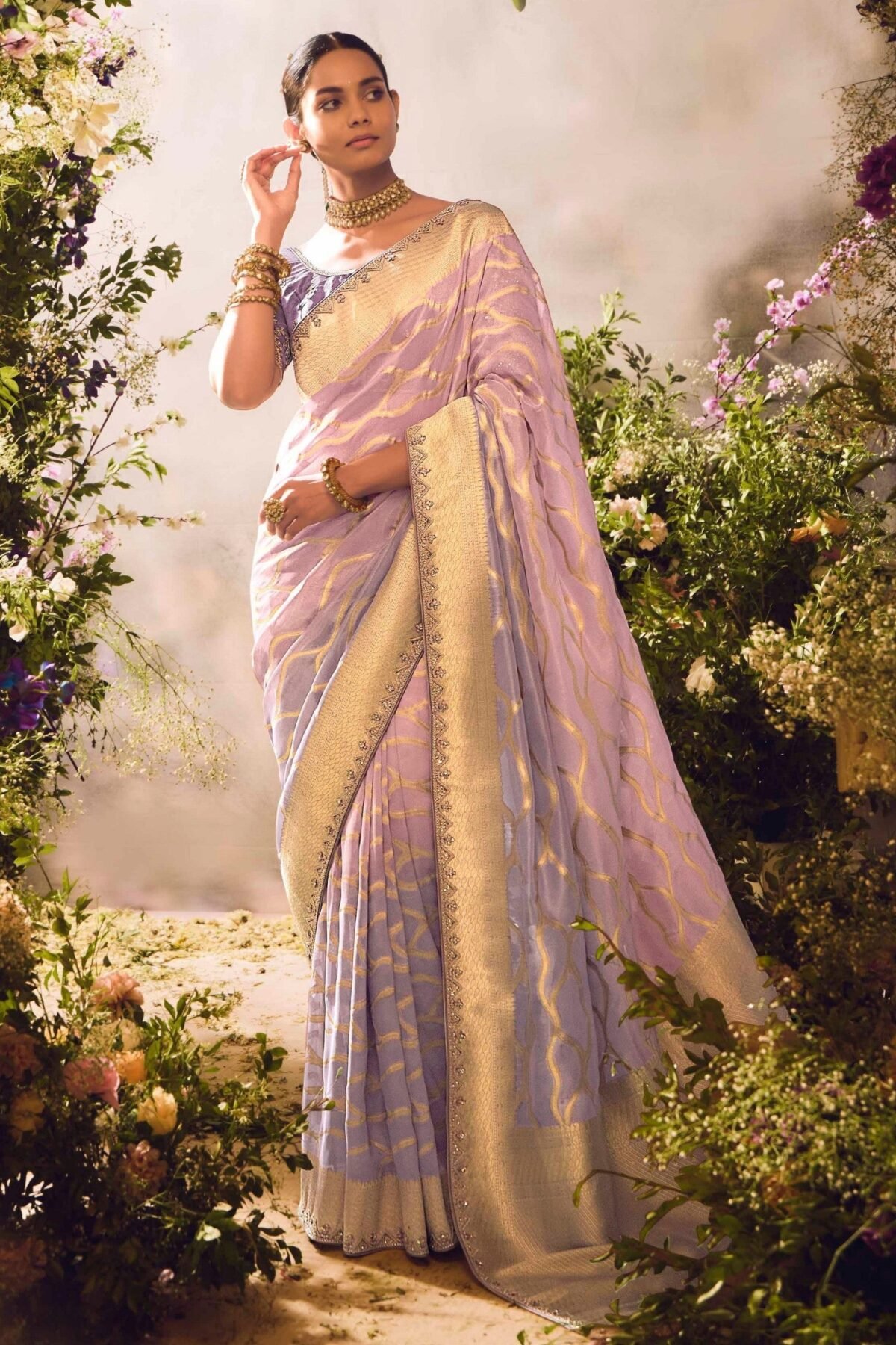 Helio Violet Wedding And Celebration Saree