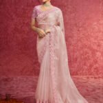 Lavender Purple Designer Fancy Sequin Saree With Tassels