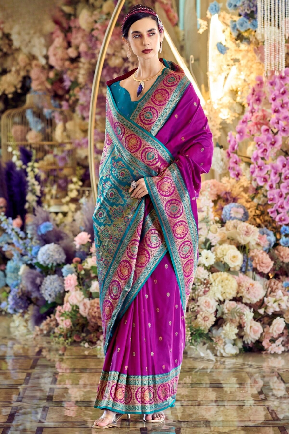 Lollipop Violet Festive Saree