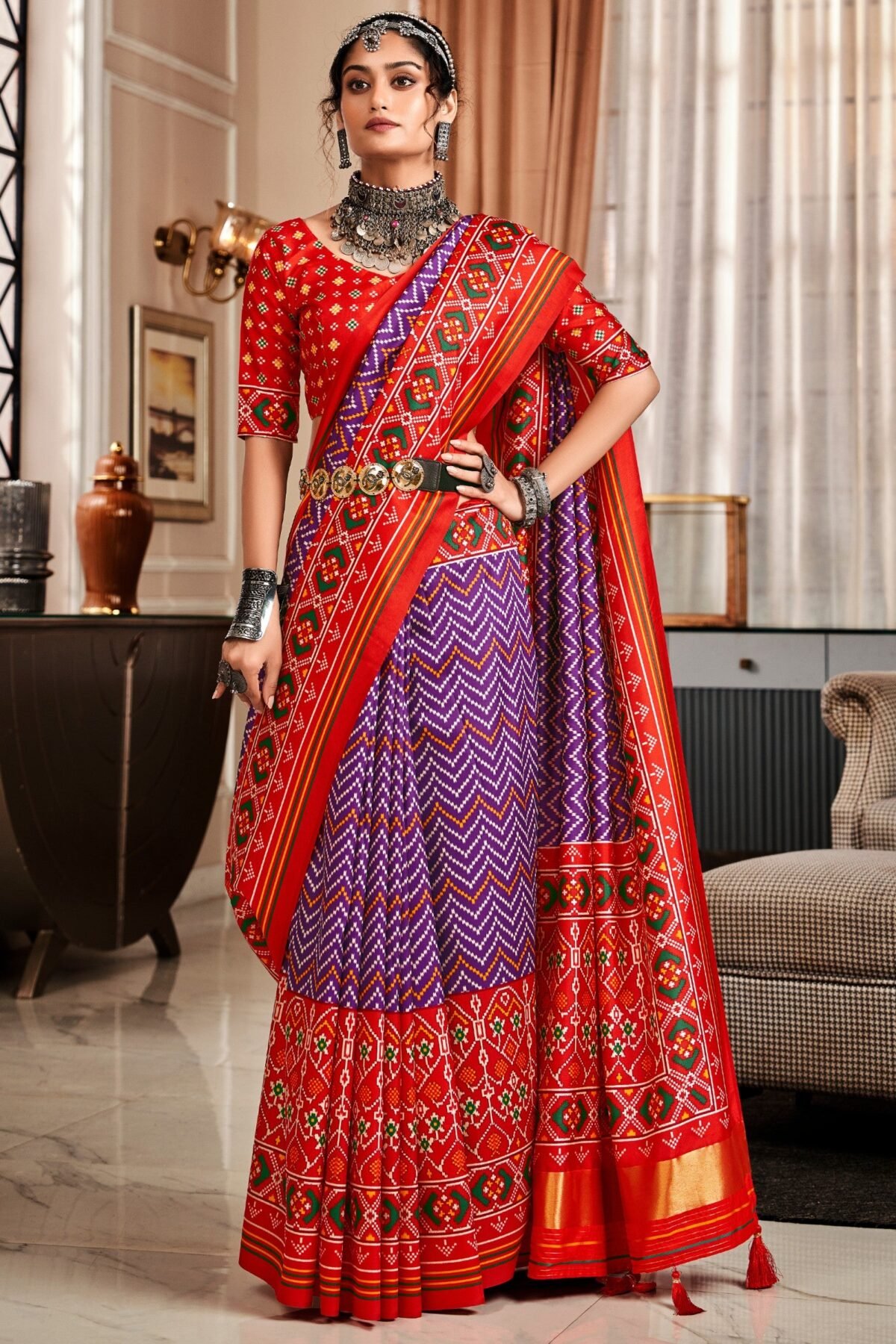 Grape Purple Patola Festive Saree