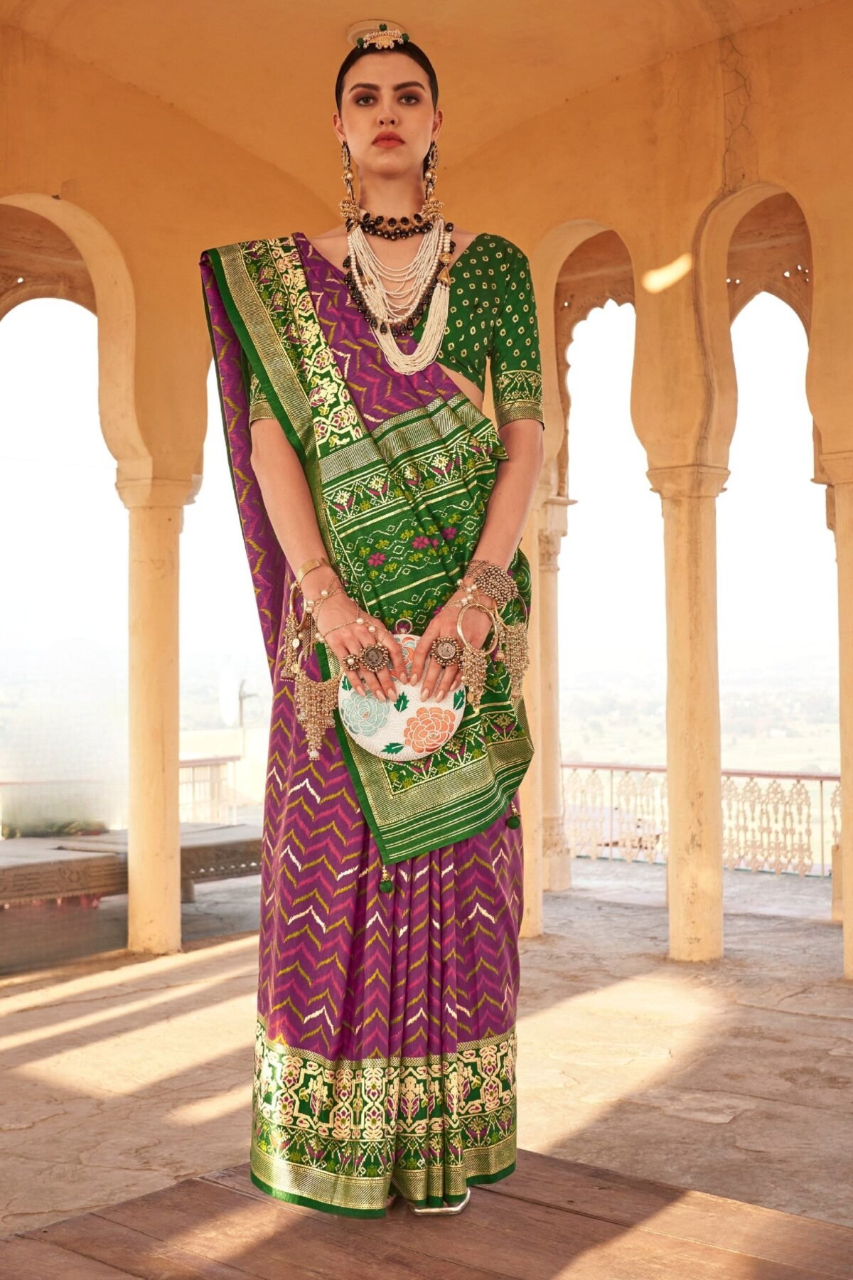 Lollipop Violet Premium Patola Festive Saree