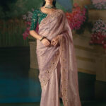 Lavender Purple Wedding & Party Fancy Saree With Premium Blouse Piece