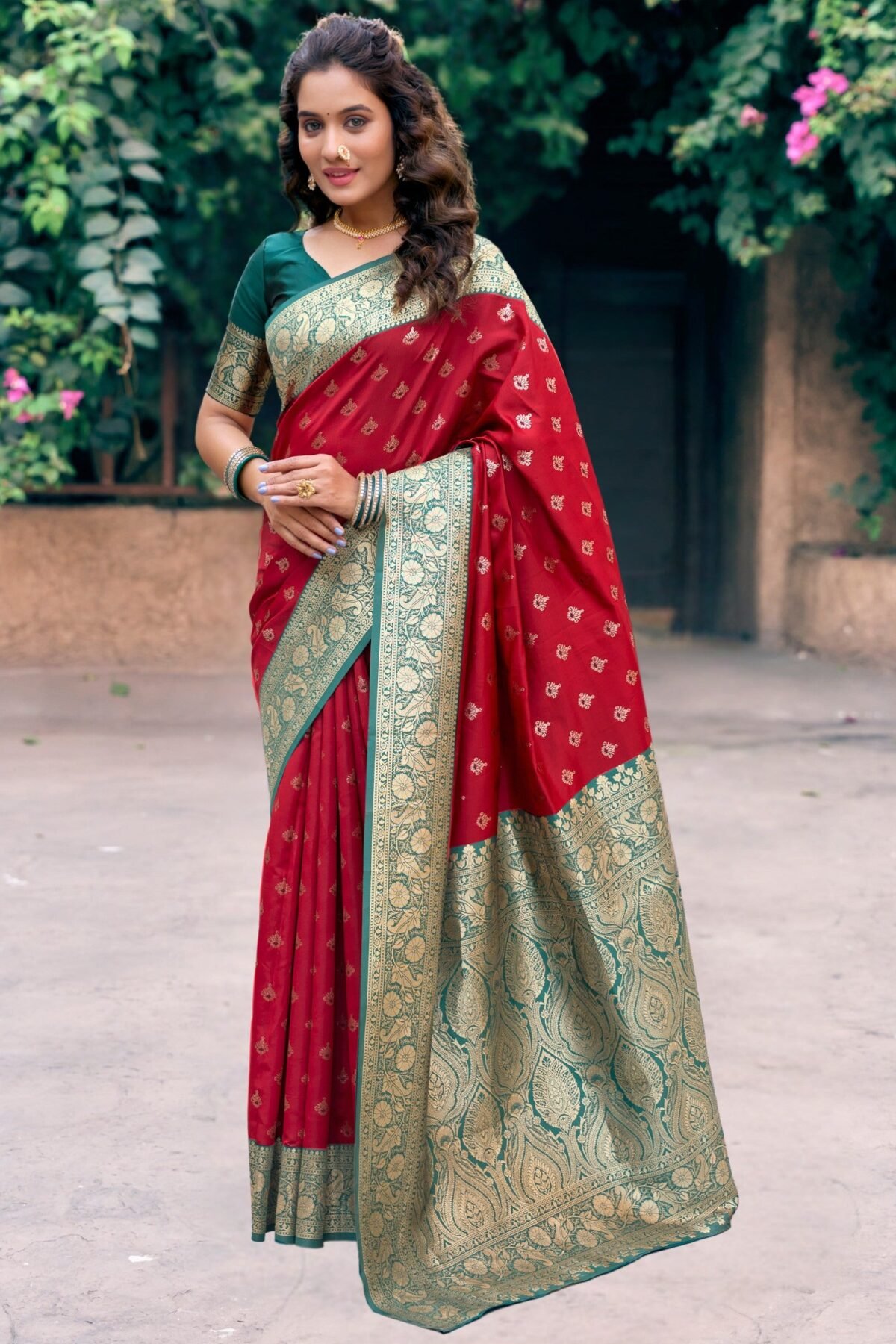 Maroon Red Premium Banarasi Silk Wedding Saree