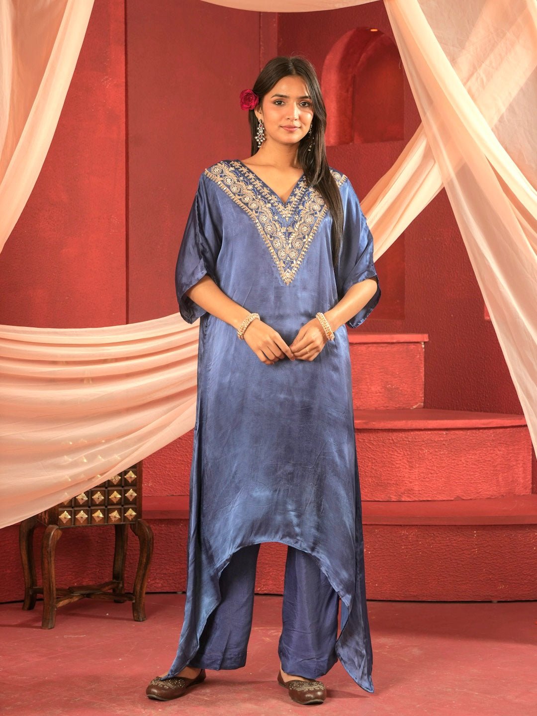 Victorian Blue Silk Co-Ord Set