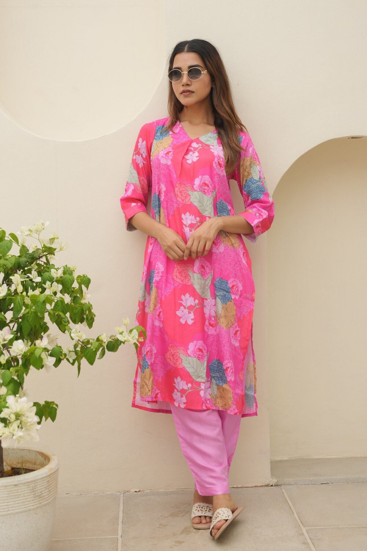 Pink Floral Digital Print Co-Ord Set