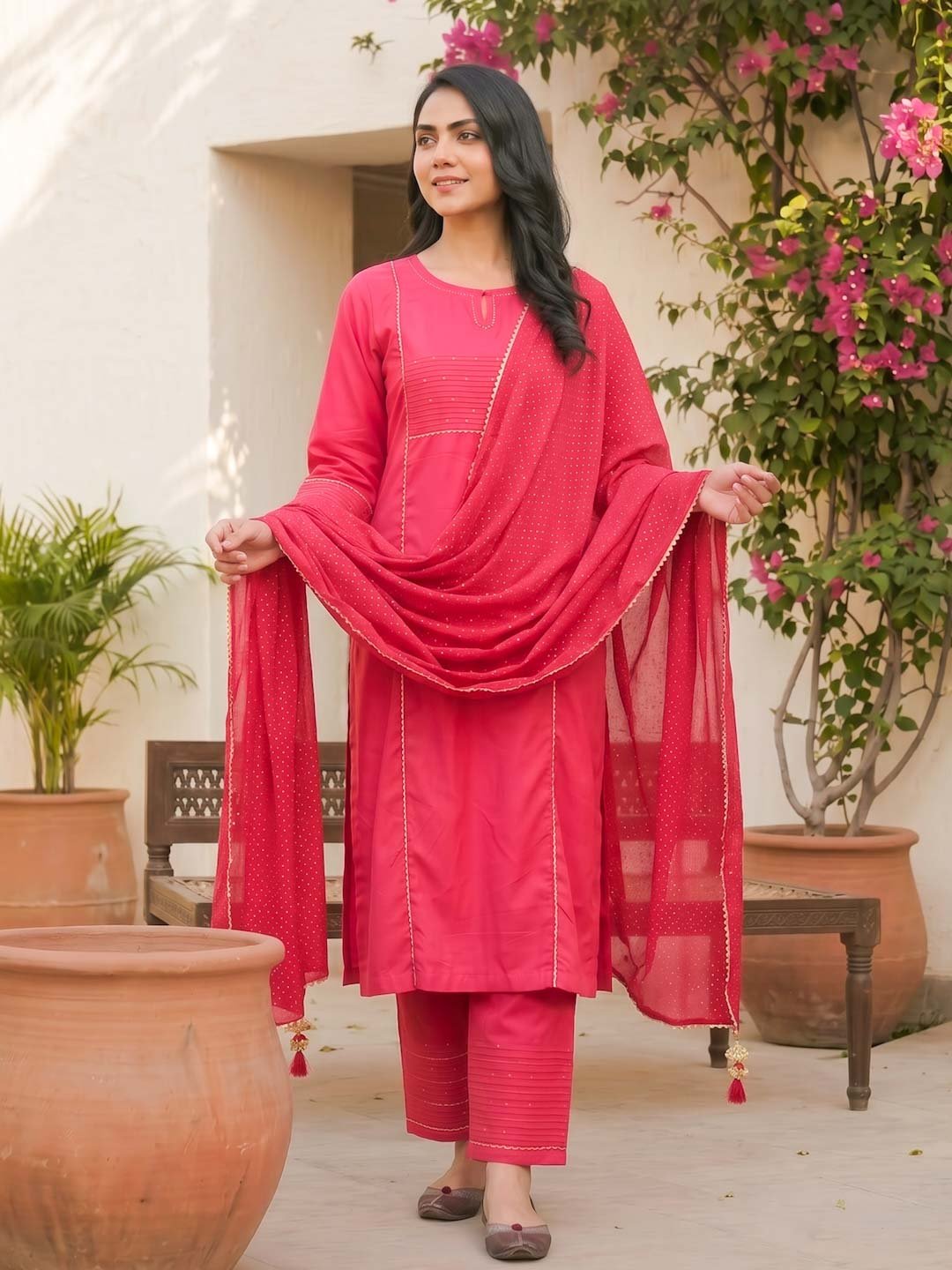 Basic Red Cotton Suit Set