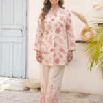 Cream & Pink Flower Cotton Slub Co-Ord Set