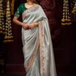 Silver Luxury Banarasi Kanjivaram Saree with Embroidery