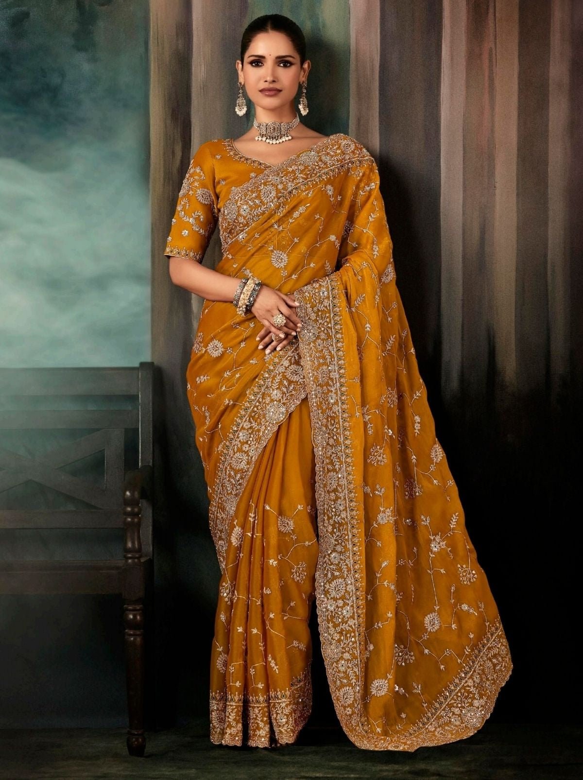 Cyber Yellow Premium Fancy Silk Saree With Blouse Piece