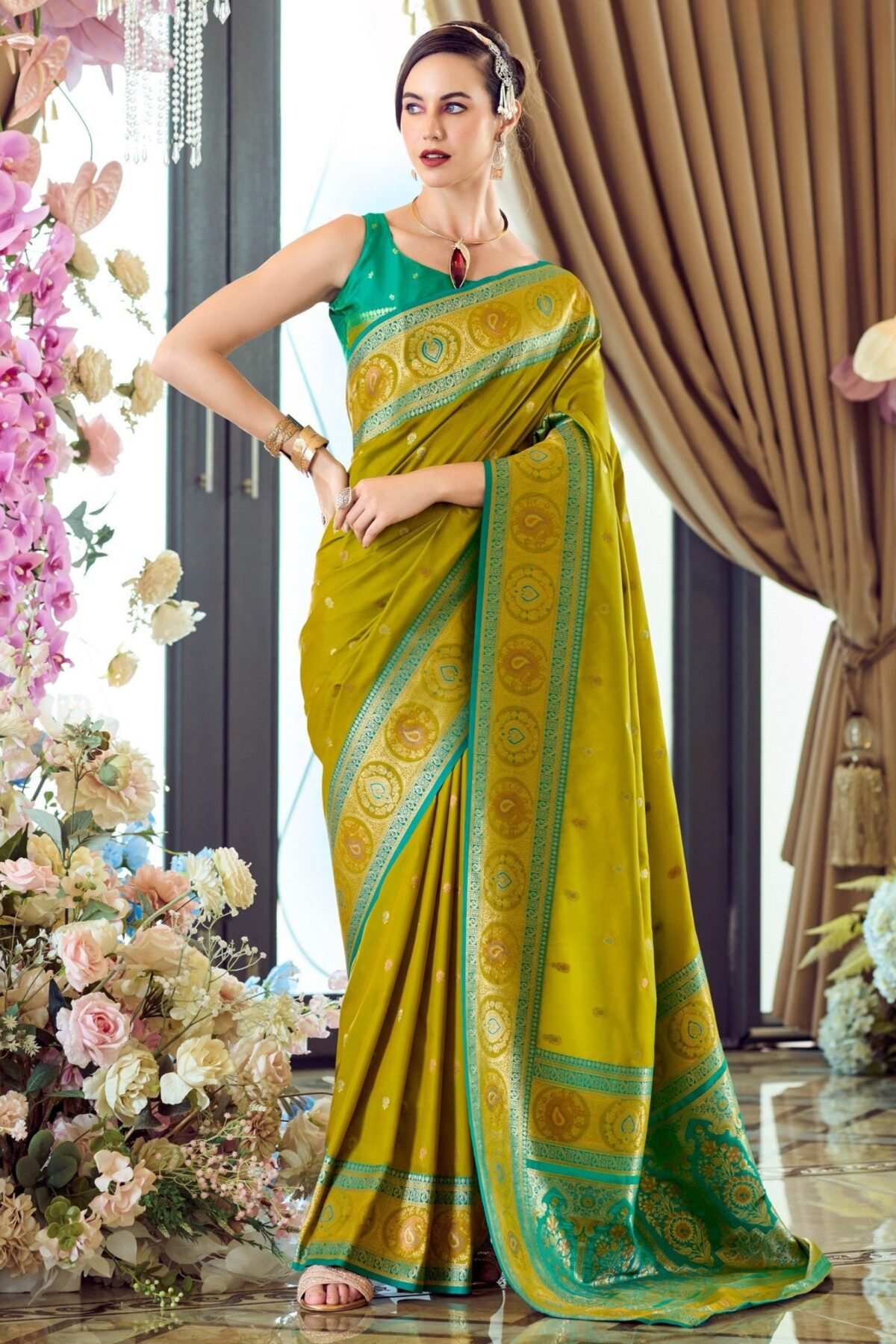 Alge Yellow Festive Saree
