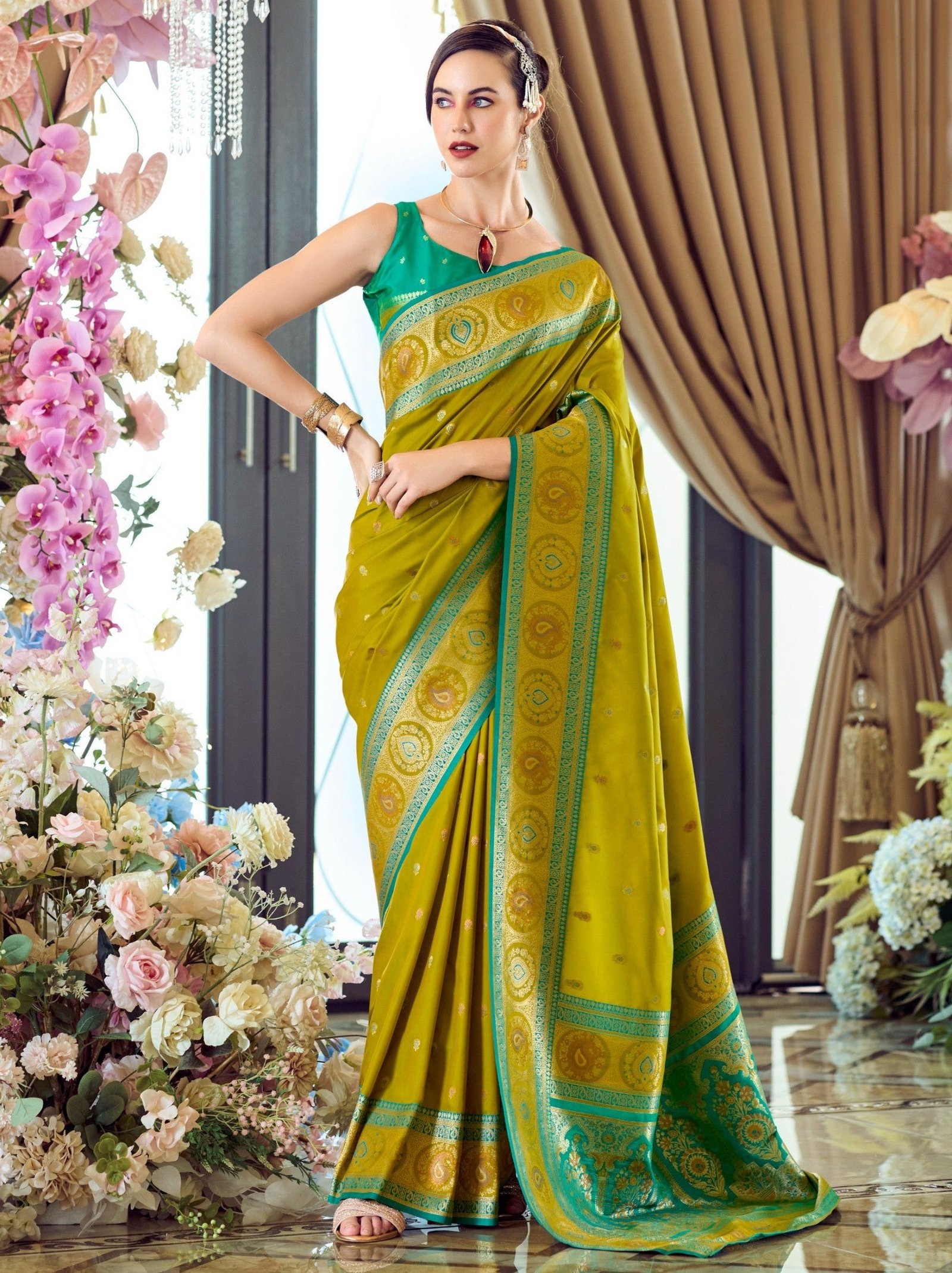 Alge Yellow Festive Saree