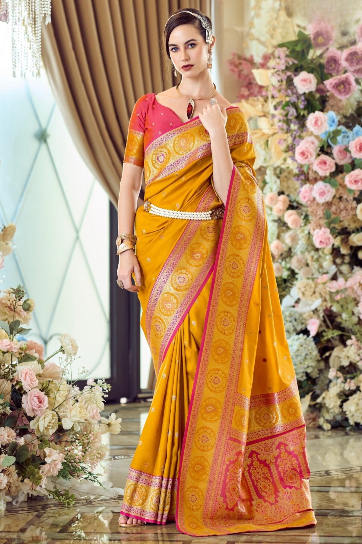 Mustard Yellow Festive Saree