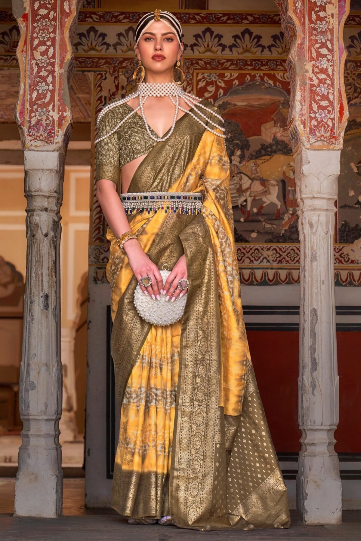 Pineapple Yellow Premium Patola Celebration Saree