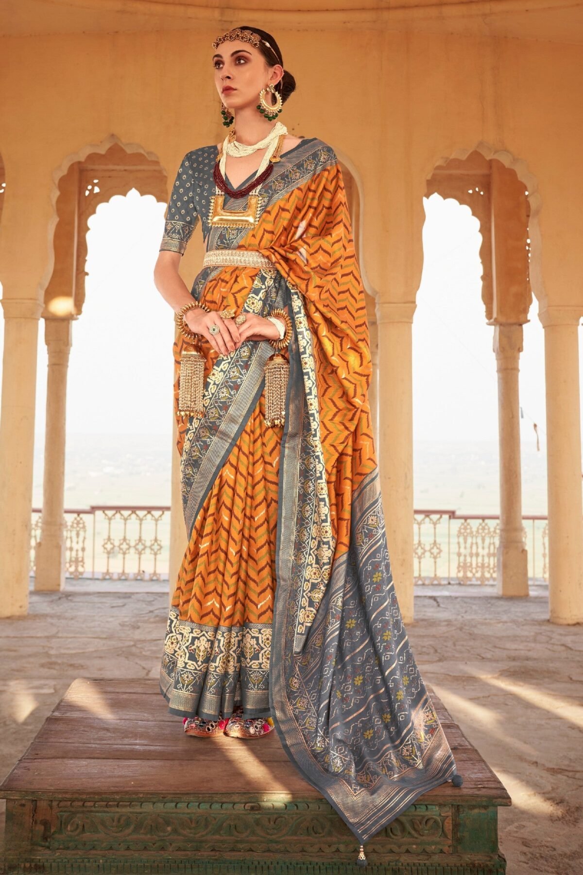 Mustard Yellow Premium Patola Festive Saree