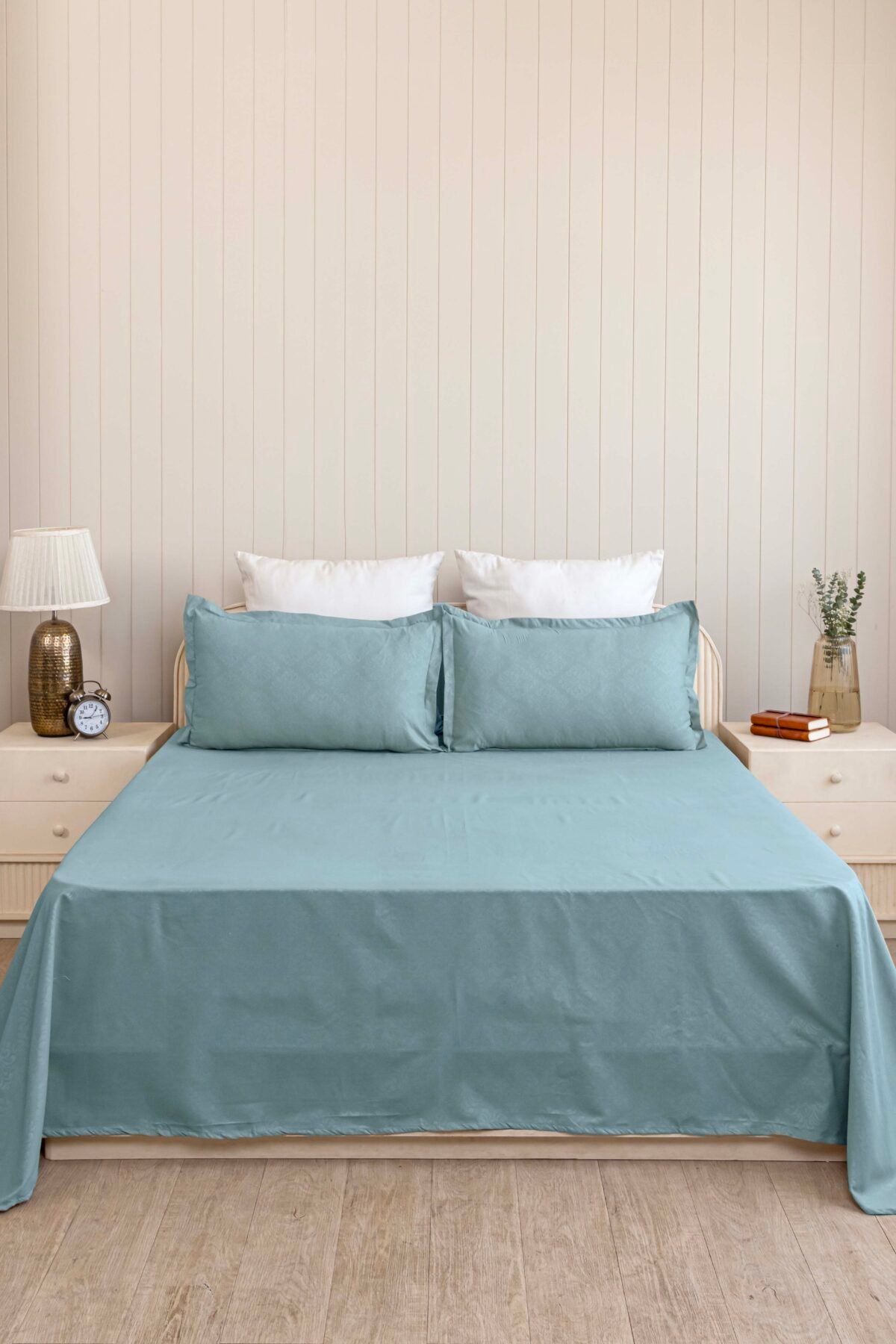 Oceanic Mist King Size Embossed Bedsheet