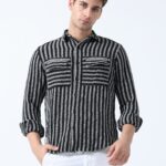 Black Double Pocket Full Sleeve Stylish Shirt for Men