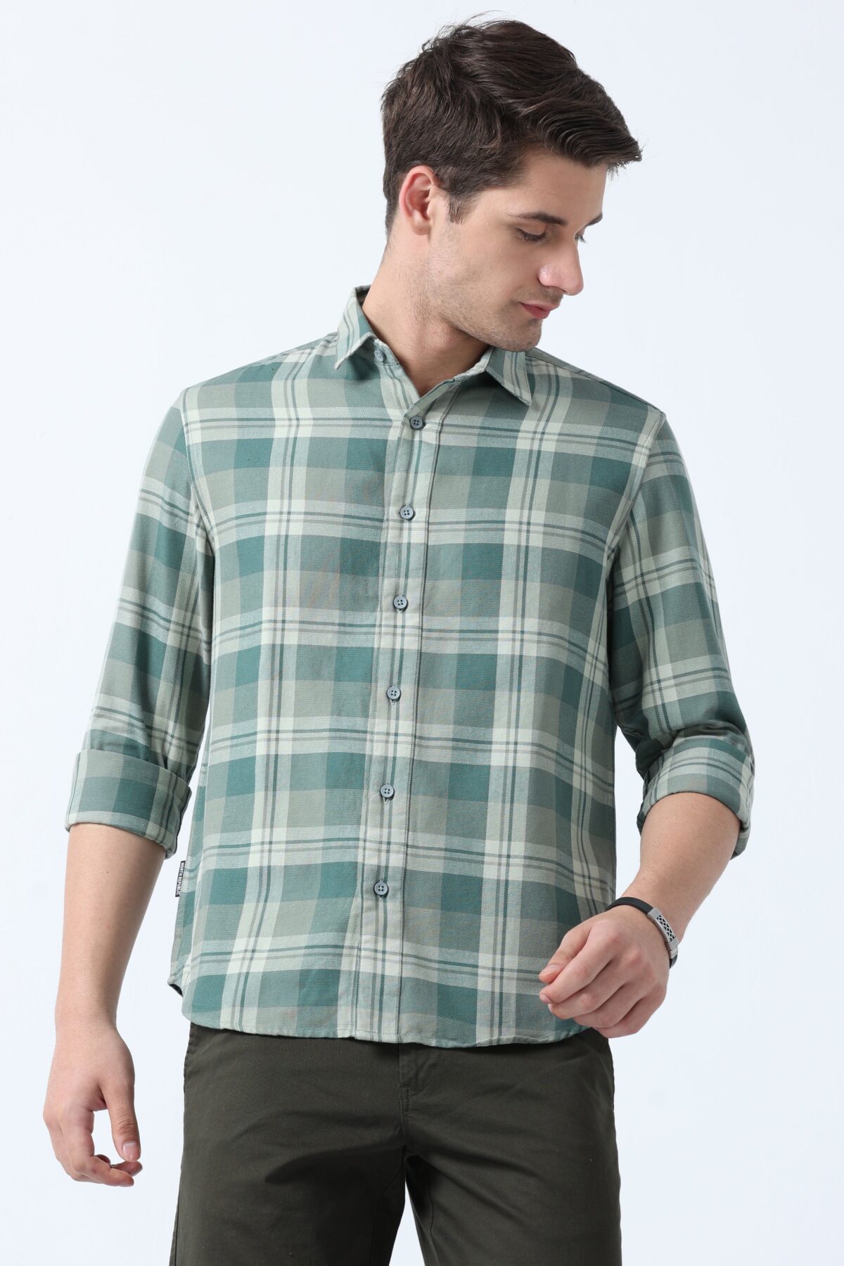 Men Vintage Plaid Check Shirt | Charcoal