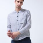 Monochrome Collar Drape Shirt for Men | Black