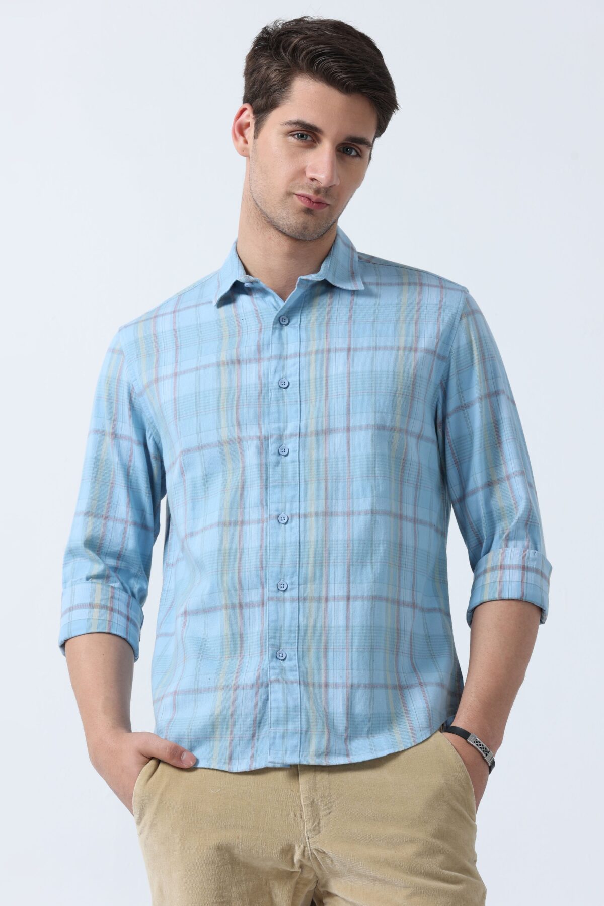 Men Green Plaid Luxe Shirt | Deep Lagoon