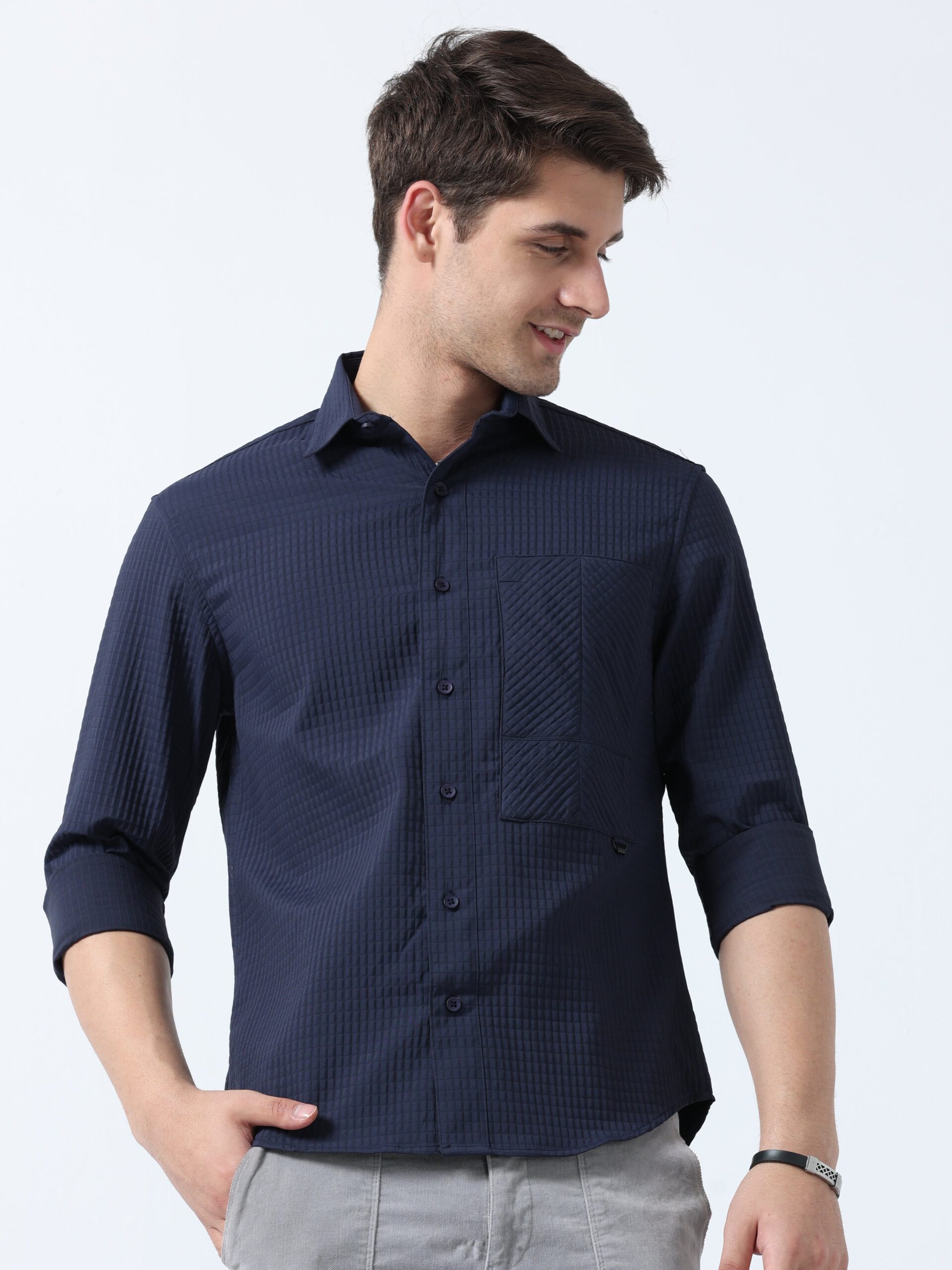 Elegant Full Sleeve Shirt for Men with Stylish Pocket Accent