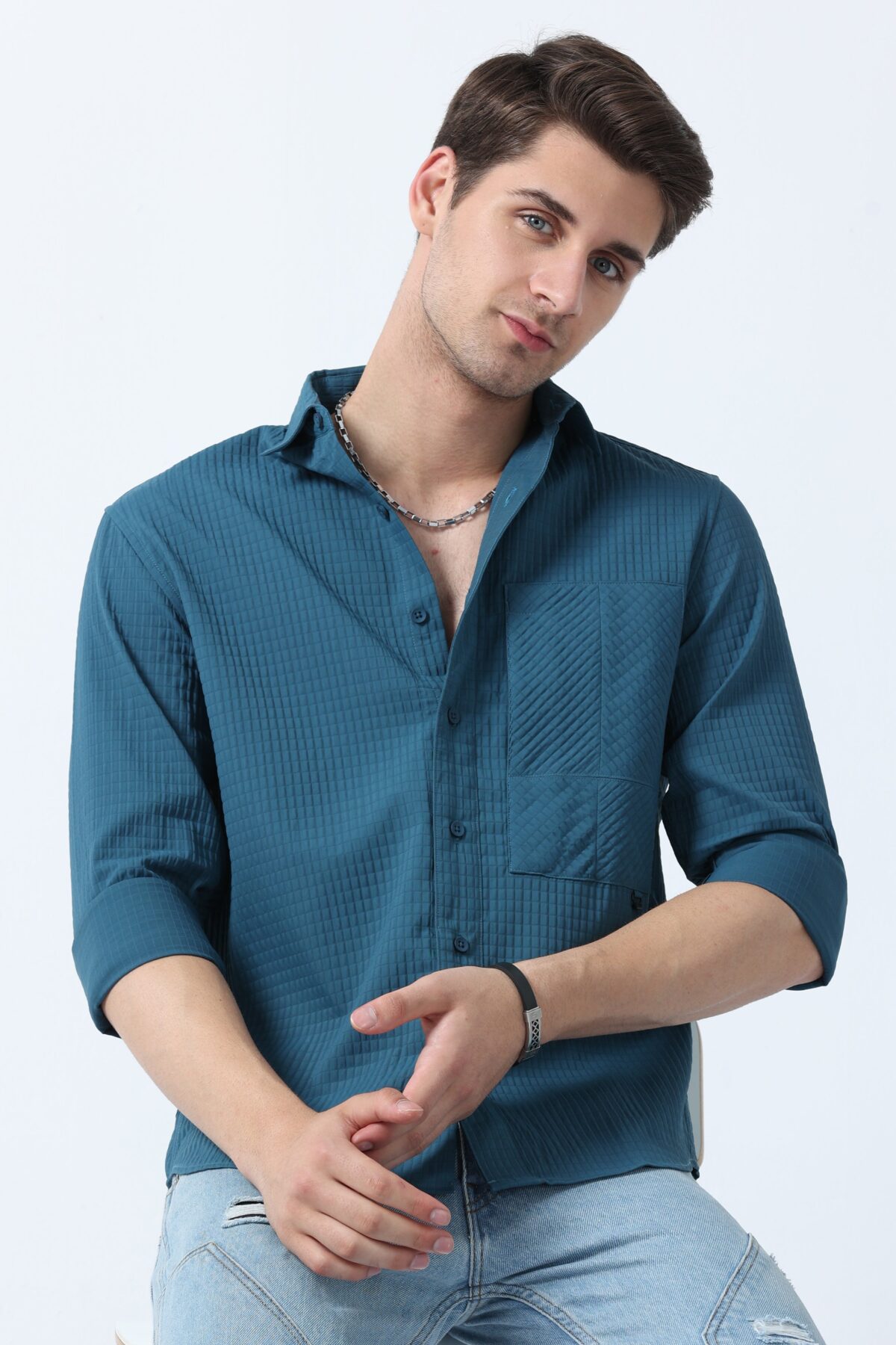 Men Full Sleeve Shirt with a Modern Pocket Twist