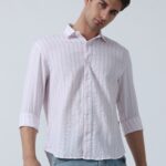 Pink Striped Full Sleeve Shirt for Men