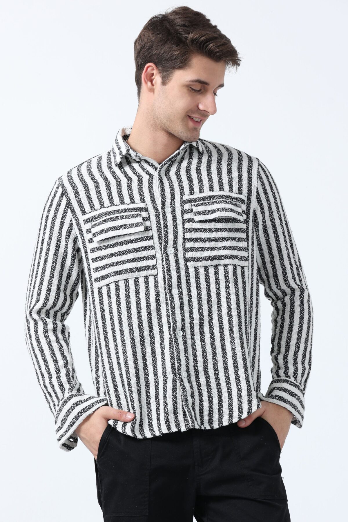Double Pocket Full Sleeve Matty Shirt for Men
