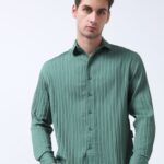 Green LuxeRhythm Shirt with a Sophisticated Look for Men