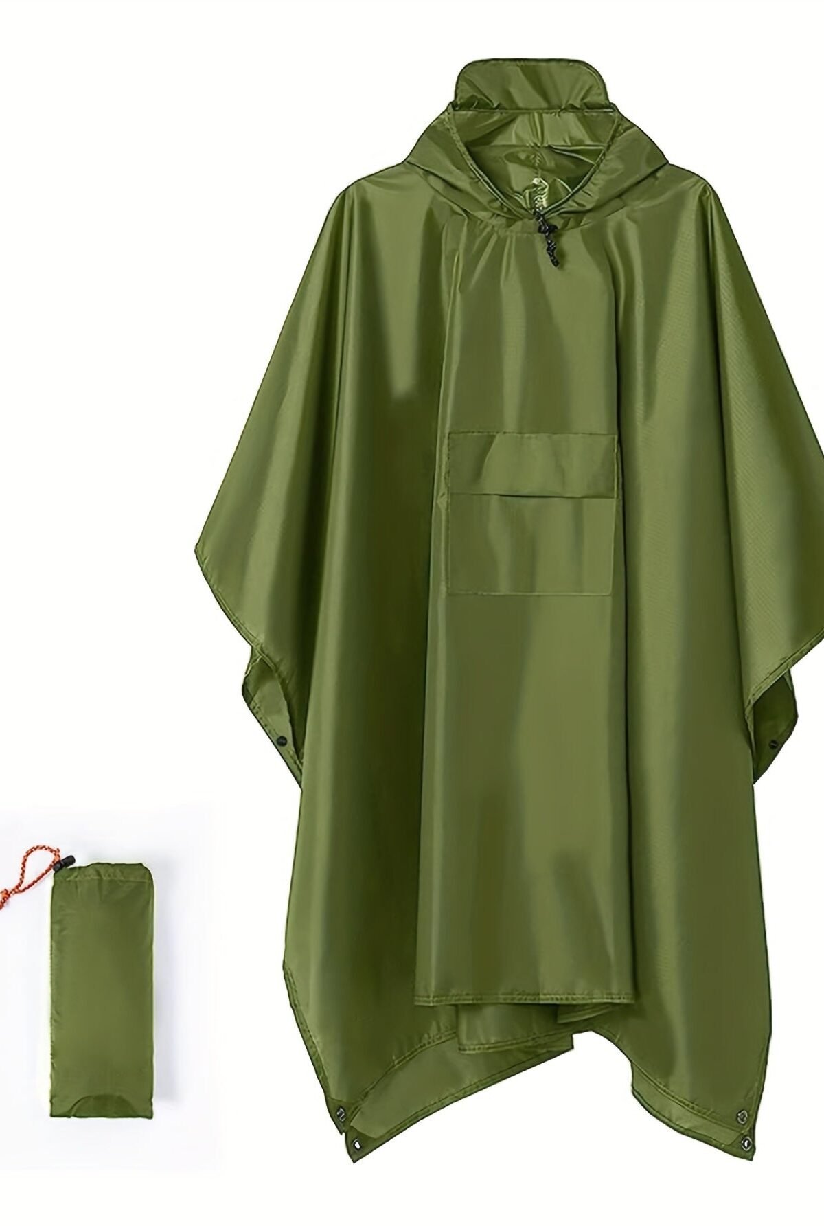 Green Hooded Waterproof Rain Poncho for Men Lightweight Outdoor Protection