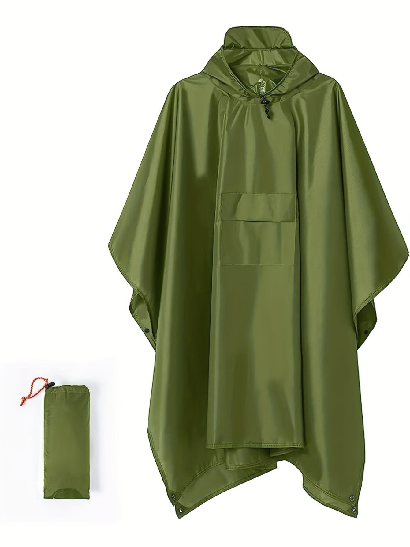 Green Hooded Waterproof Rain Poncho for Men Lightweight Outdoor Protection