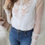 Embellished White organza shirt