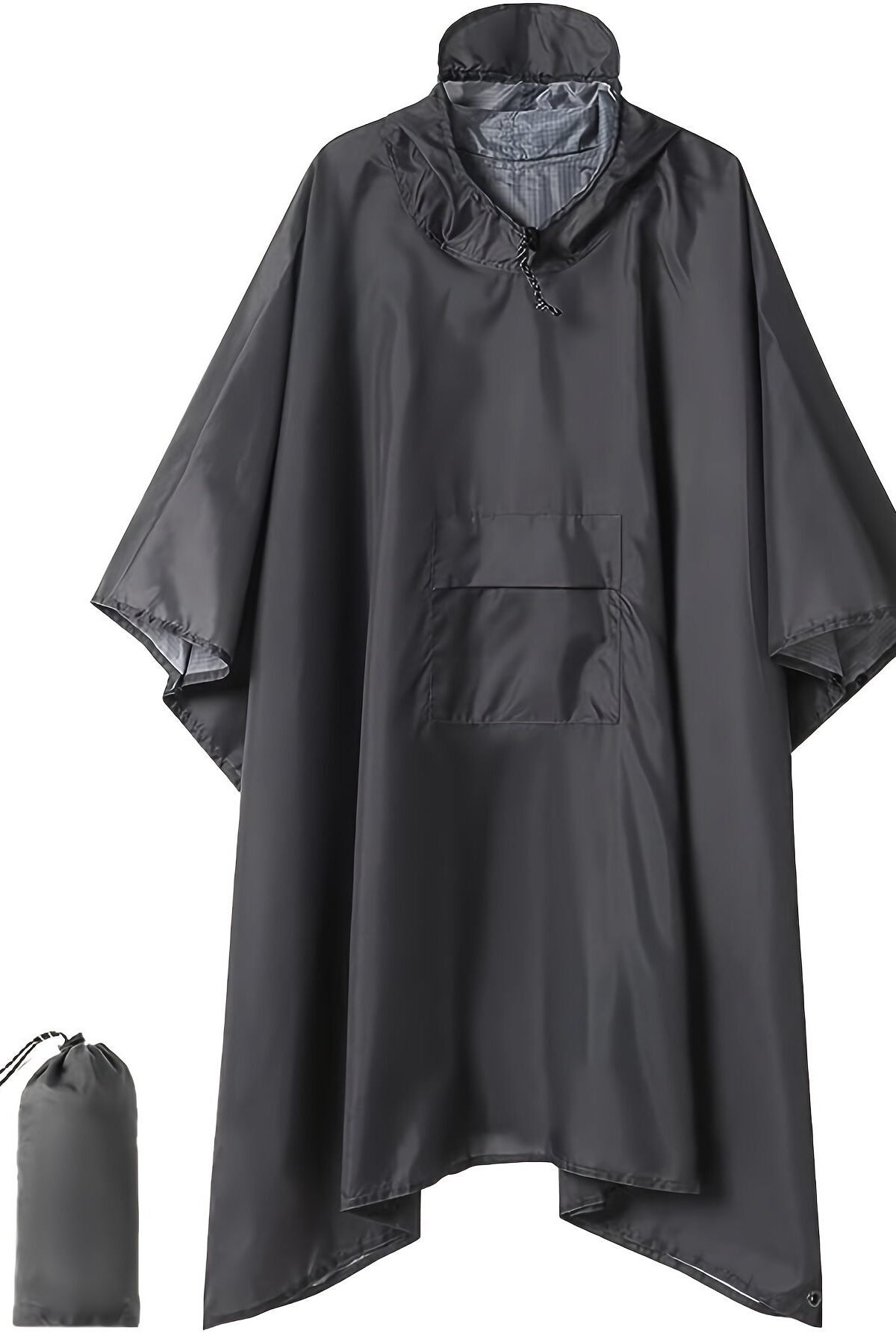 Grey Hooded Waterproof Rain Poncho for Men Travel and Outdoor Activities