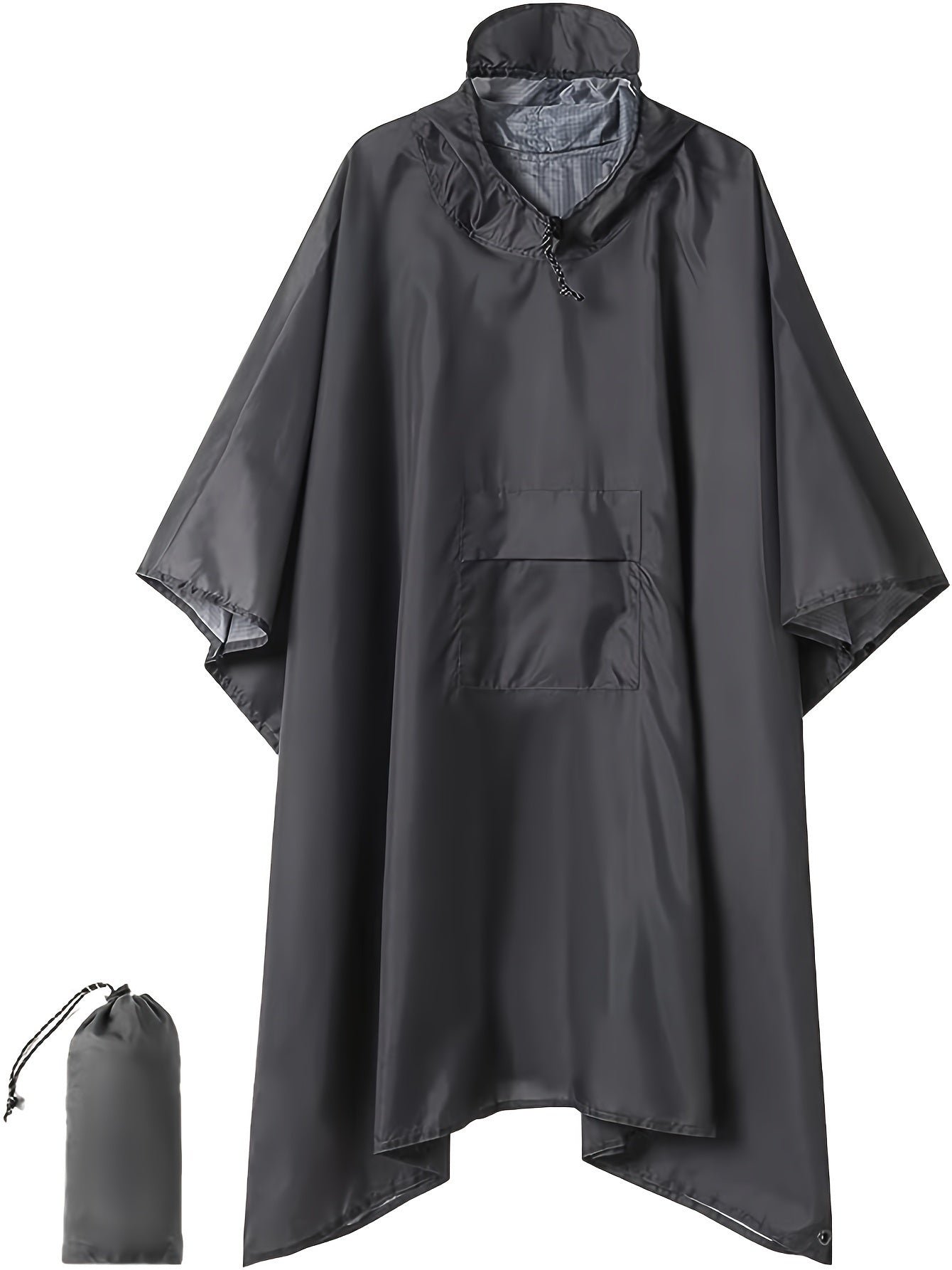 Grey Hooded Waterproof Rain Poncho for Men Travel and Outdoor Activities