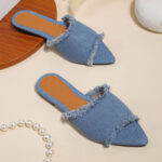 Fray Denim Slides