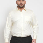 Plus Size Men Cream-Coloured Comfort Regular Fit Solid Formal Shirt