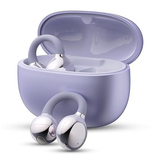 Purple Air Clips Wireless Open Ear Earbuds with Chrome Finish