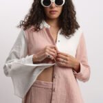 Pink Colourblocked Co-Ord Set Shirt