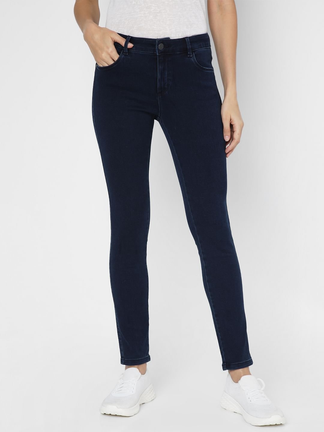 Dark Blue Mid Rise Wendy Skinny Jeggings