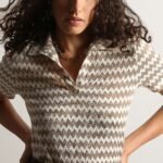 Brown Abstract Print Polo