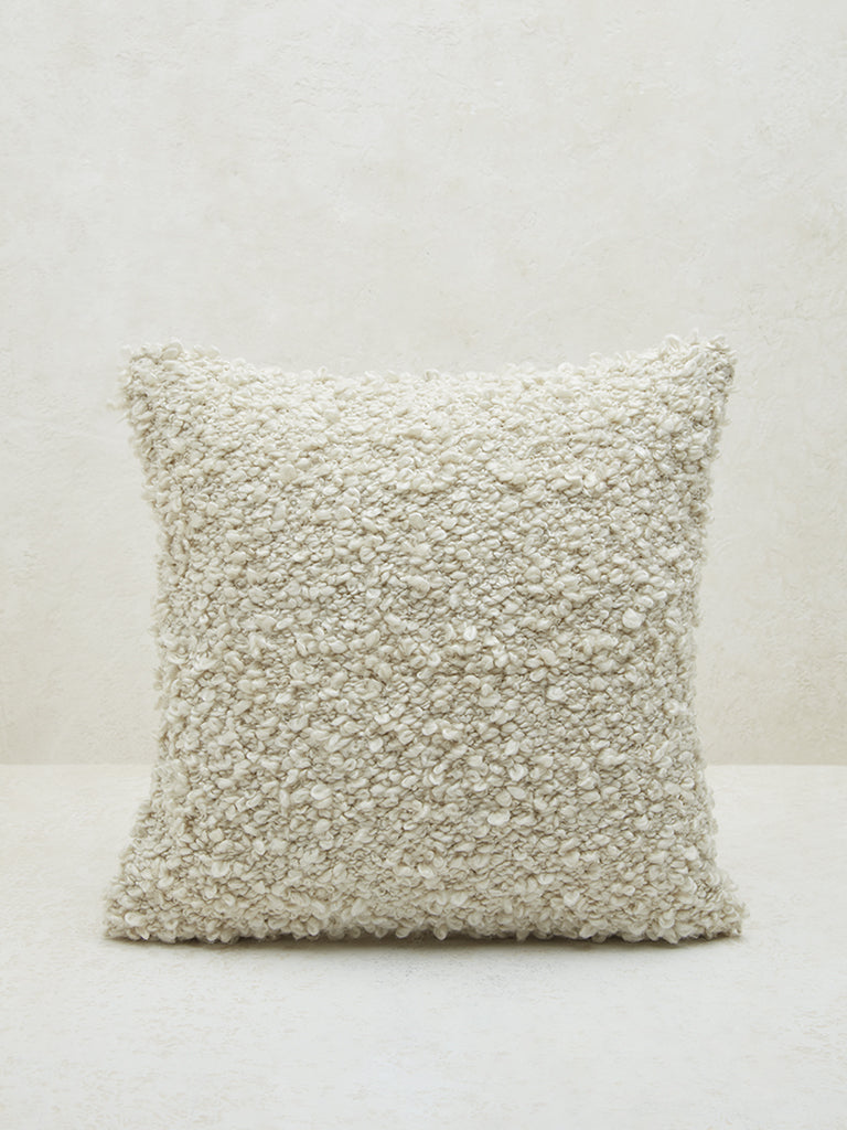 Fast Wear Off-White Fleece Cushion Cover