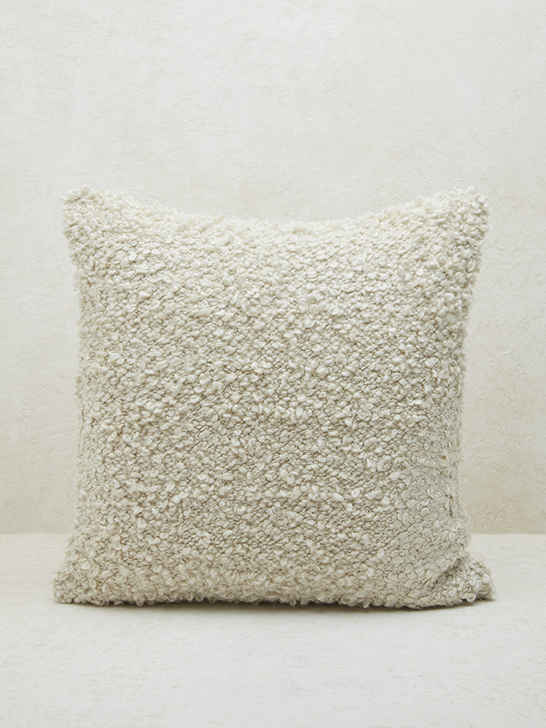 Fast Wear Off-White Fleece Large Cushion Cover