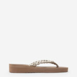 Fast Wear Taupe Braid Pattern Flip-Flops
