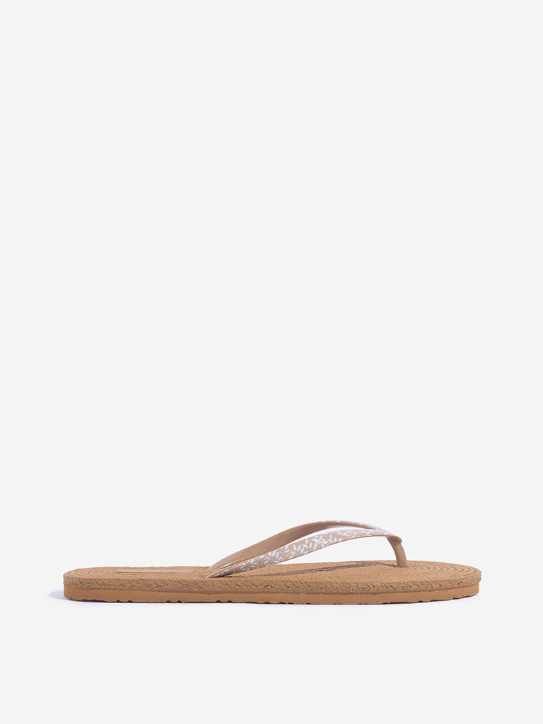 Fast Wear Taupe Woven-Textured Flip-Flops
