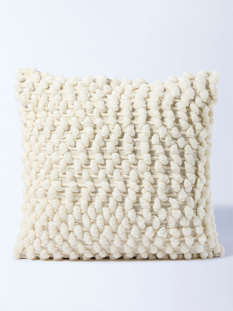 Fast Wear White Popcorn Textured Cushion Cover