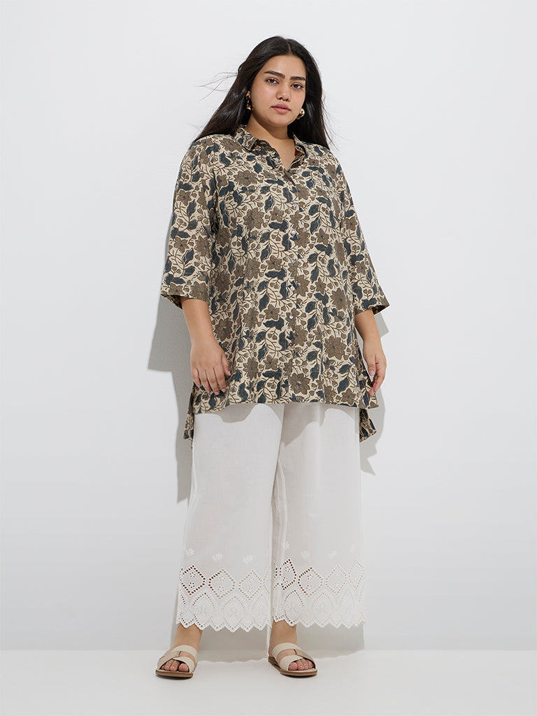 Fast Wear White Schiffli Design Cotton Ethnic Pants