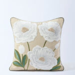 Fast Wear White Floral Applique Detailed Cushion Cover
