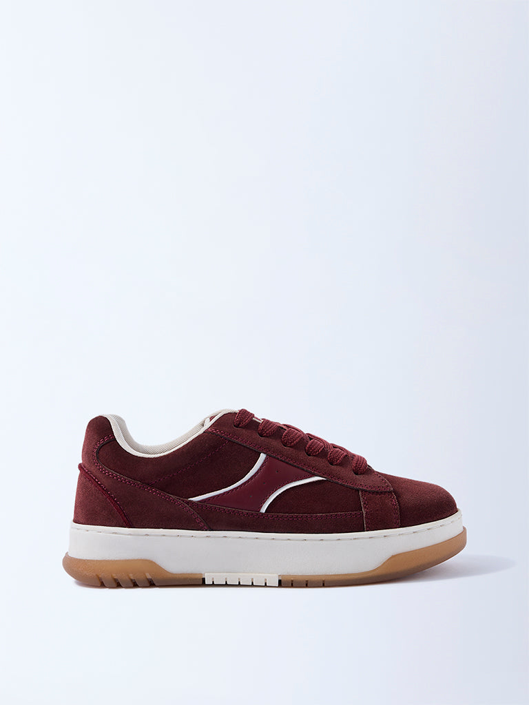 Fast Wear Burgundy Suede Lace-Up Sneakers