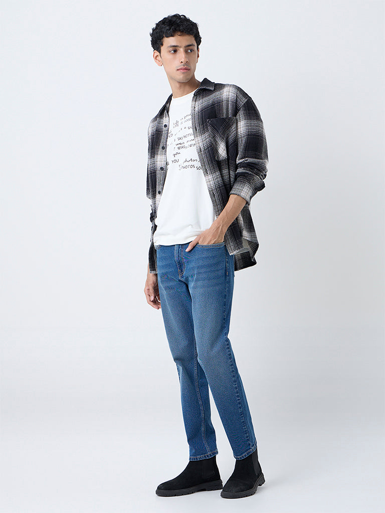 Fast Wear Blue Slim-Fit Mid-Rise Jeans