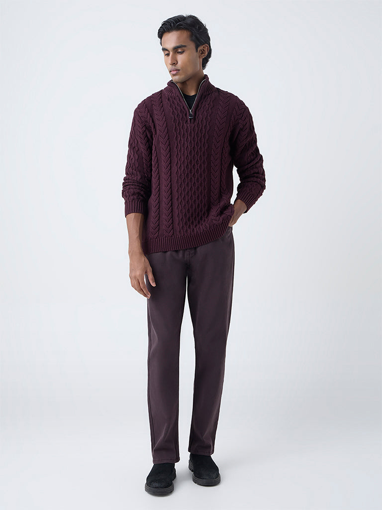 Fast Wear Dark Brown Mid-Rise Relaxed-Fit Jeans